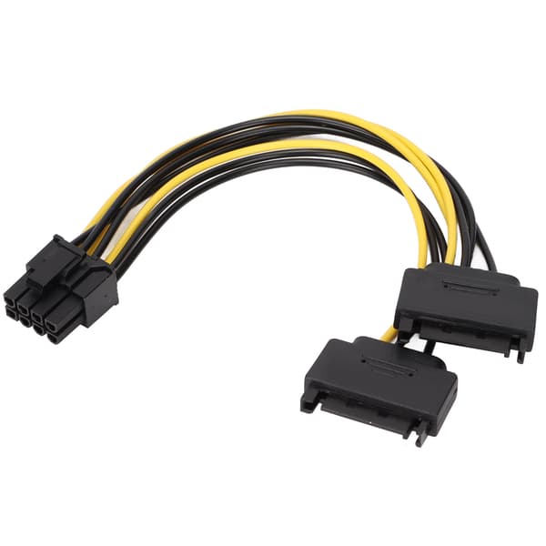 2-pak SATA 15-ben til PCIe 8-ben han grafikkort strømkabel til PC PSU-adapter