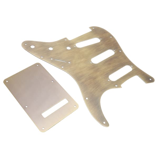 Bronsmetall Elgitarr Scratchplate & Bakplatta Set för 3 Single Coil Pickups, SSS-stil, 2-delat kit
