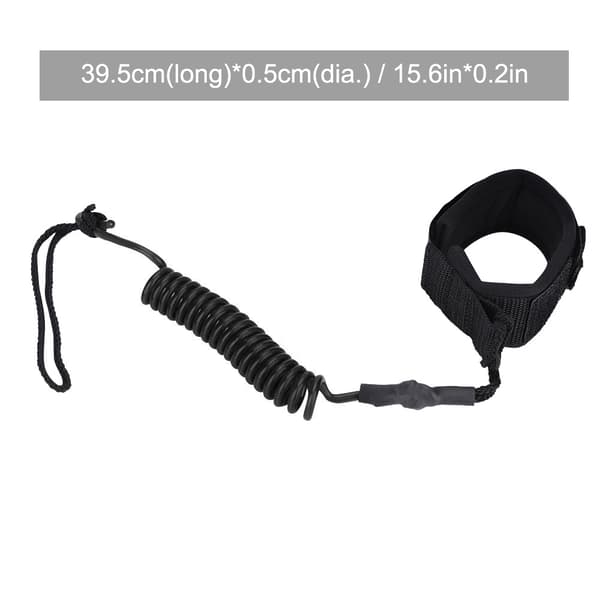 Stand Up Paddleboard Coiled Ankel Leash 5mm Sort Surf Sikkerhedsreb til Kajak Paddle Boarding