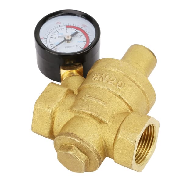 DN20 Justerbar Vattentrycksregulator i Mässing med Manometer