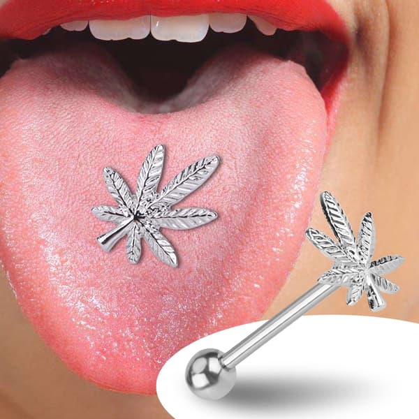 1PC Pot Bladformet Tungering Rustfrit Stål Stud Kropspiercing Smykker