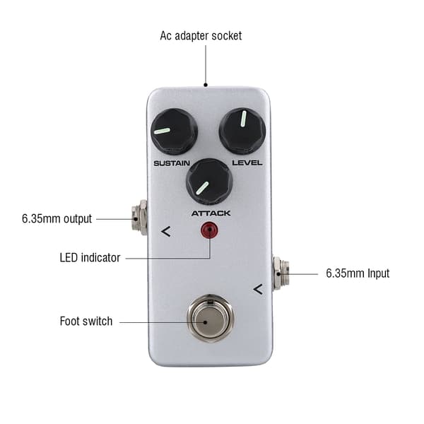KOKKO FCP2 Kompakt Kompressor Sustainer Stompbox för Elgitarrutrustning