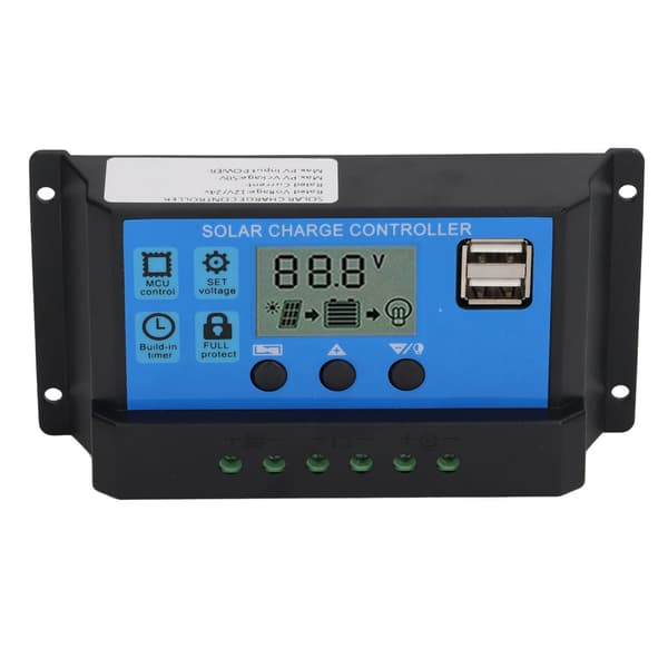 12V 24V Solpanel Controller PWM Fotovoltaisk Regulator LCD Display MPPT Soloplader 100A