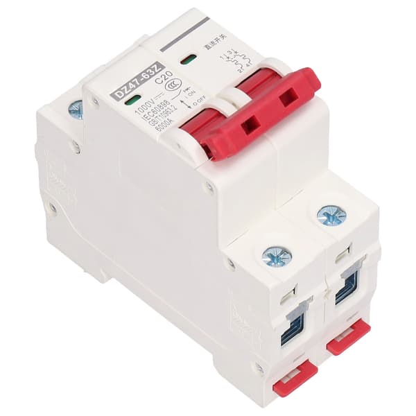DC dvärgbrytare 2P solcellssystem isolator DIN-skenmontering 1000V 20A DZ47‑63Z C20