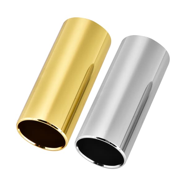 2-pack gitarrslides i rostfritt stål, guld och silver, 6x2,5 cm, ID2,1 cm, passar gitarr, banjo, ukulele, stränginstrument