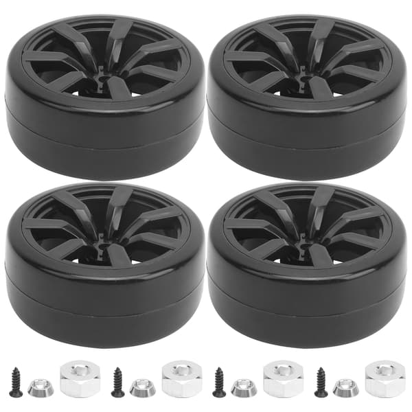 4 stk. 63 mm RC bil drift hjul gummidæk sæt erstatning til WPL D12 015BL, sort