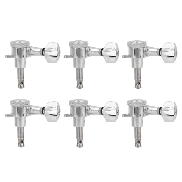 6 st silvermetall 6R gitarrstämskruvar för elgitarr med stålsträngar och akustisk gitarr med monteringsskruvar 1:18