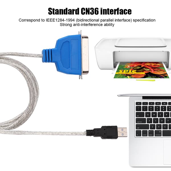USB 2.0 til IEEE 1284 Parallel Printer Adapterkabel, CN36 Han til USB-A, Kompatibel med ældre printere