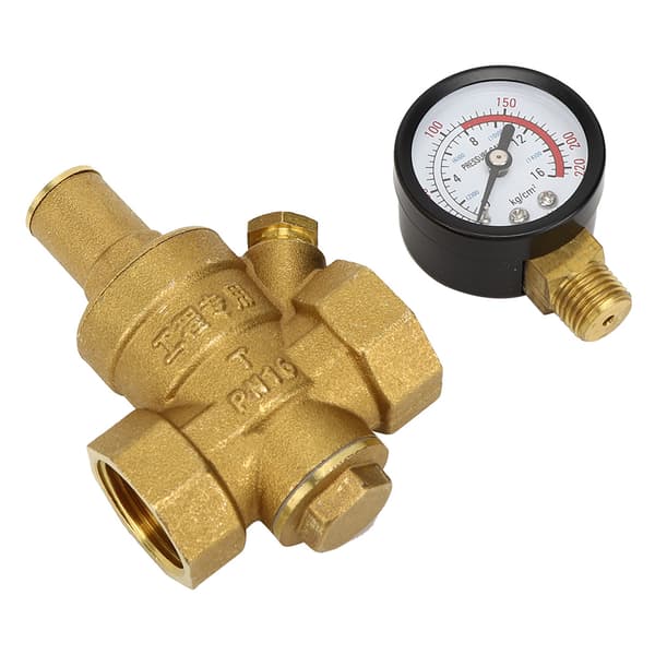 DN20 Justerbar Vattentrycksregulator i Mässing med Manometer