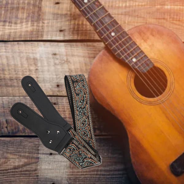 Retro sydd gitarrrem | Justerbar bred basrem för akustiska och elektriska gitarrer, olivgrön, 2-pack