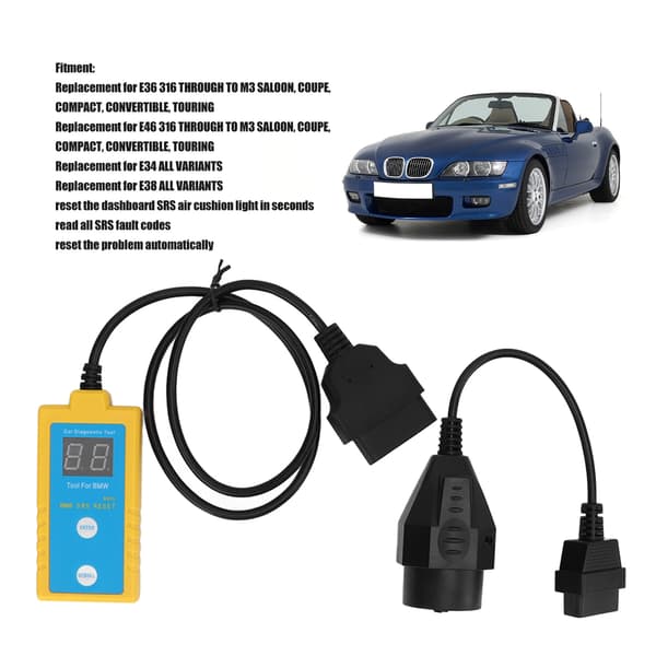 SRS Airbag Light Scan Reset-enhet kompatibel med BMW E36 E46 E34 E38 E39 Z3 Z4 X5