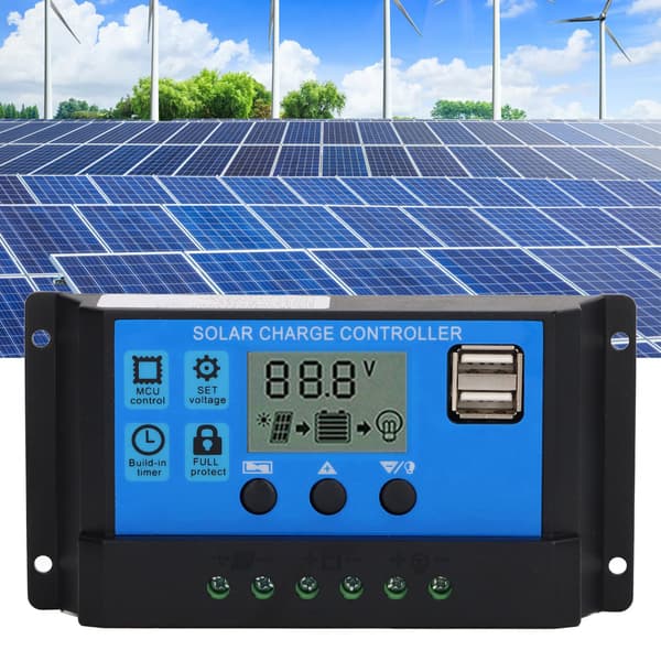 12V 24V Solpanel Controller PWM Fotovoltaisk Regulator LCD Display MPPT Soloplader 100A