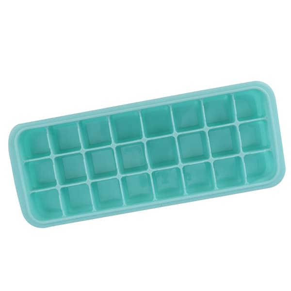 24-facks minikuber silikonisform med plastlock för hemköket grön 1-pack
