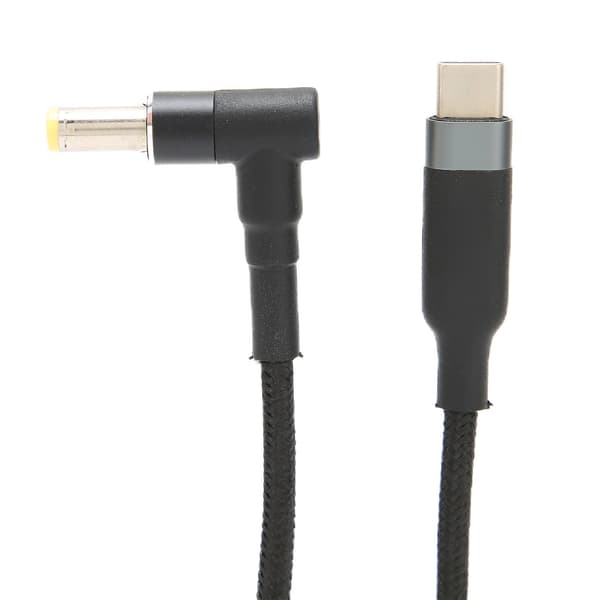 Bærbar Opladerkabel DC-stik USB-C PD Hurtigopladningskabel 0,5m Sort