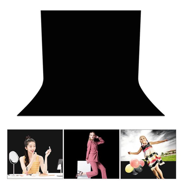 Fotobaggrund Blød Polyester Krølfri Studiebaggrund til Fotoboksfester Sort 4.9x9.8ft