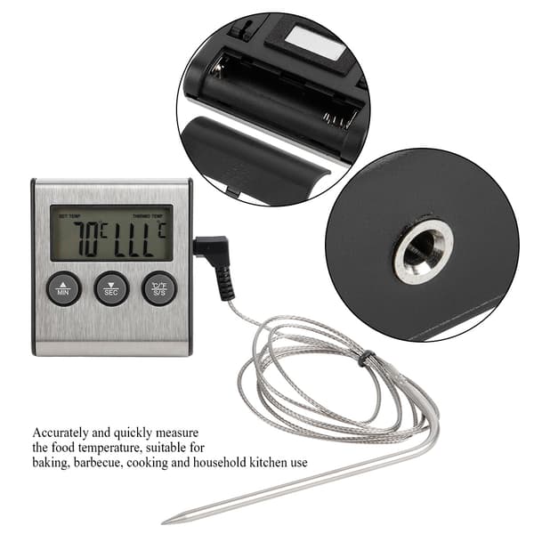 BBQ Termometer Kött Matlagningssond Termometer med Timer Temperaturmätverktyg