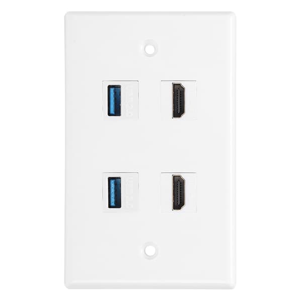 2 HDMI hona till hona spänne 2USB spänne väggplatta panel för hem hotell