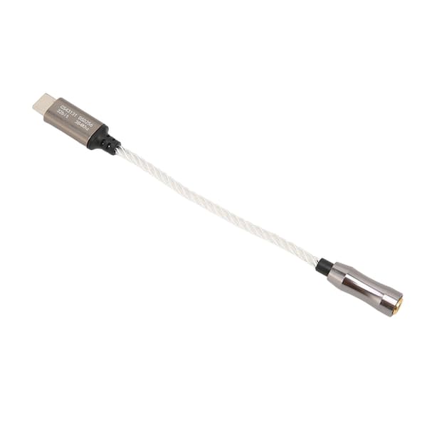 USB-C til 3,5 mm HiFi DAC Dongle, 15 cm lydadapter, 120dB lydkort til Android-telefon og PC, sølv