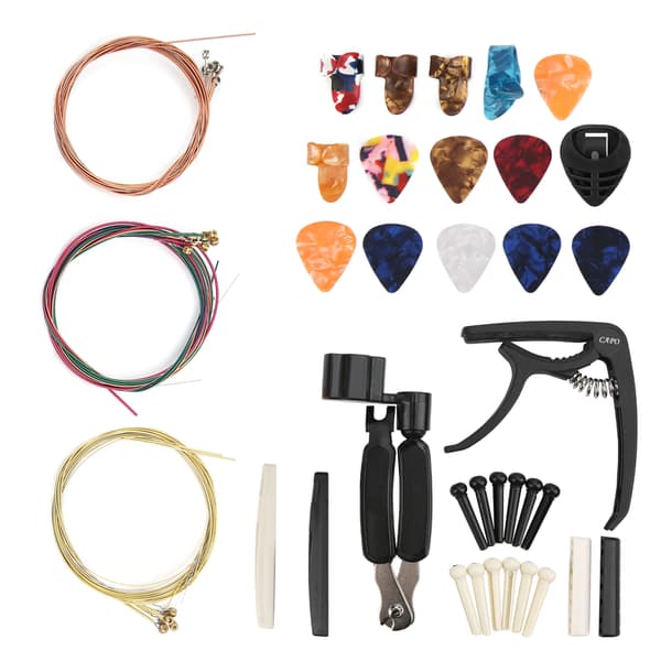 36PCS/Set Gitarrsträngar Byte Verktygssats med Capo Winder Cutter Tumplektrum Sadel Stall