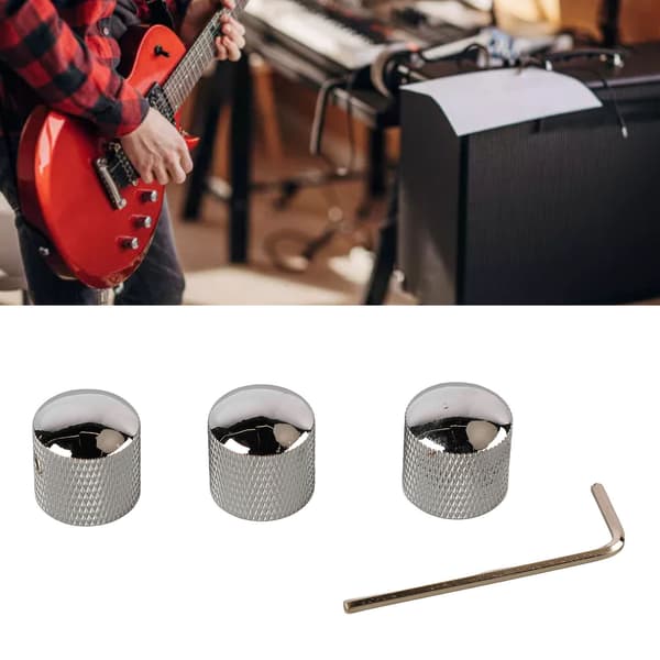 3-pack krommetallgitarr staplad rattuppsättning dubbla tonkontrollrattar för E-bas GD105