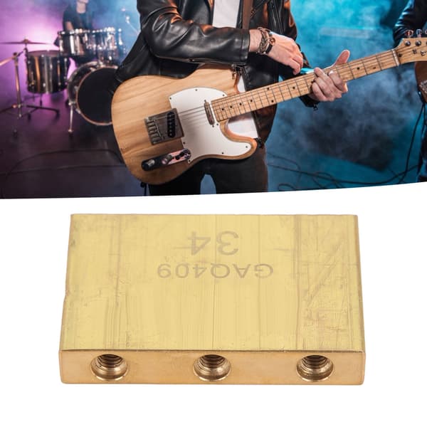 1 guld mässing block gitarrbas 34MM med 3 skruvar kompakt rostfritt tremolosystem bro gitarrdelar för gitarrister