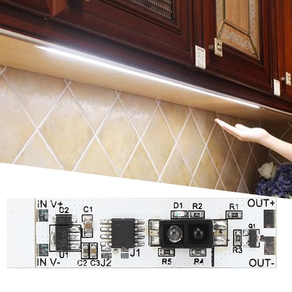 Infrarød refleksionssensorafbrydermodul med håndfejefunktion til LED-skabslampe DC5V-12V