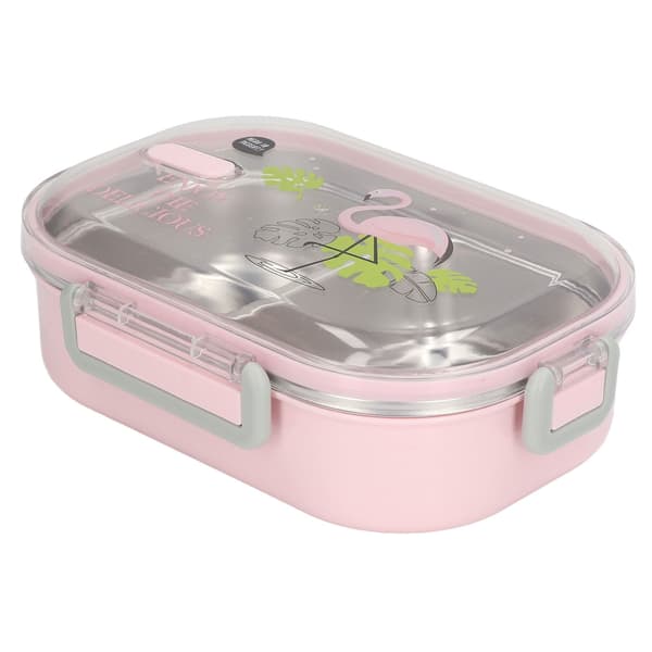 304 Rostfritt Stål Lunchlåda Fackfoder Termisk Isolering Bento Lunchlåda Illustrationsstil Läckagesäker Behållare för Studenter Barn Trans