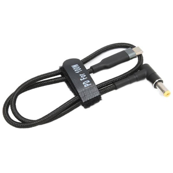 Bærbar Opladerkabel DC-stik USB-C PD Hurtigopladningskabel 0,5m Sort