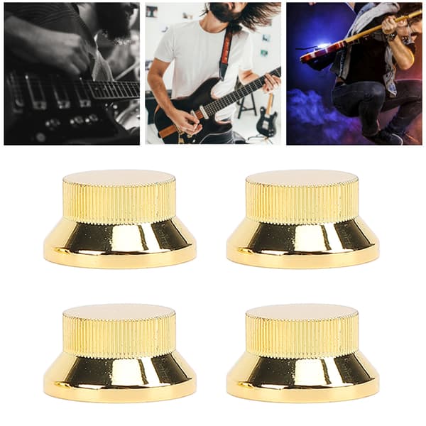 4-pack guldmetallgitarr elbas volym tonkontroll rattkapslar för 6 mm delad axelpotentiometer