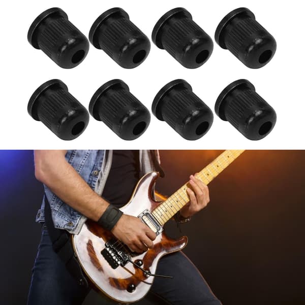 8PCS Gitarrsträngshylsa Legering Mini Bas Genom Kroppsspänne Svart Reservdel