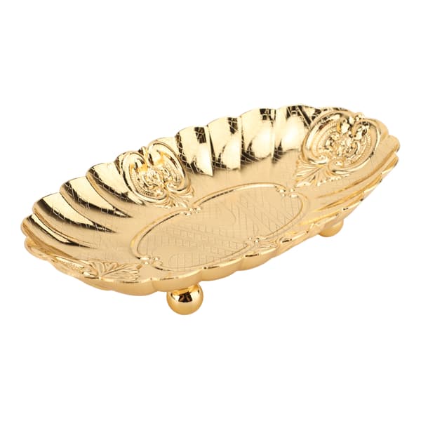 Oval Metall Serveringsbricka Liten Fruktskål Snackfat Buffé Bakverk Server S (15.2x8.8x3.1cm)