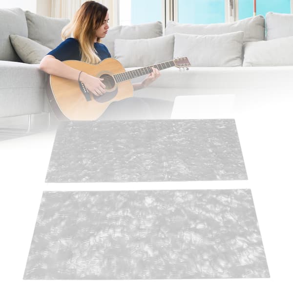 2-pack pärlemorvit celluloid gitarrhuvudöverlägg, 0,7 mm, dekorativ faner för akustisk gitarr