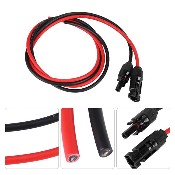 2,5 mm par rød sort solpanel PV-kabel ledning han-hun stik