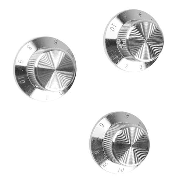 3 st silvermetallgitarrvolymkontrollrattar slät gradfri ersättning med hål