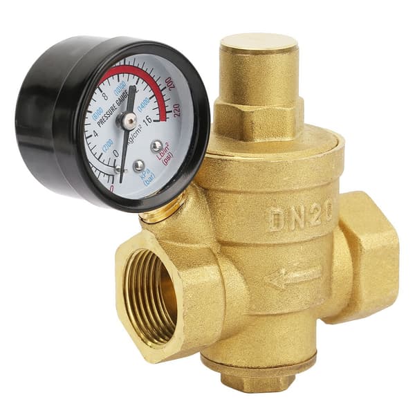 DN20 Justerbar Vattentrycksregulator i Mässing med Manometer