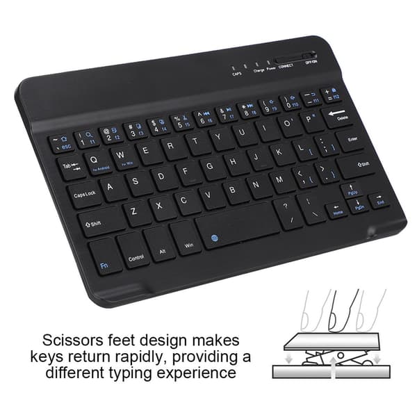 Slankt trådløst Bluetooth-tastatur til Android iOS Windows, sort, ultratyndt bærbart design