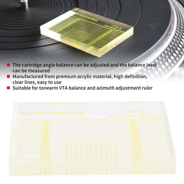 Pladespiller Tonearm VTA Azimuth Justeringsværktøj Headshell Protractor Lineal Sæt