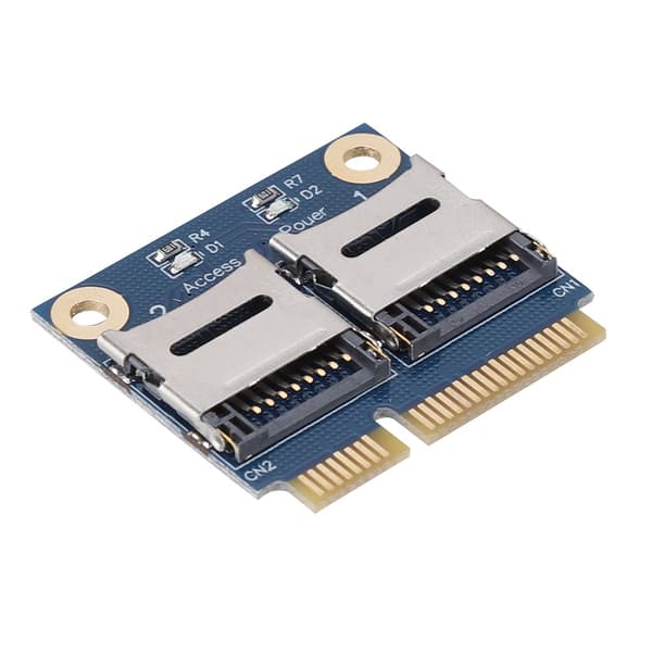 Mini PCIe til dobbelt Micro SD-kortadapterforlængeromformer til hukommelsesudvidelse