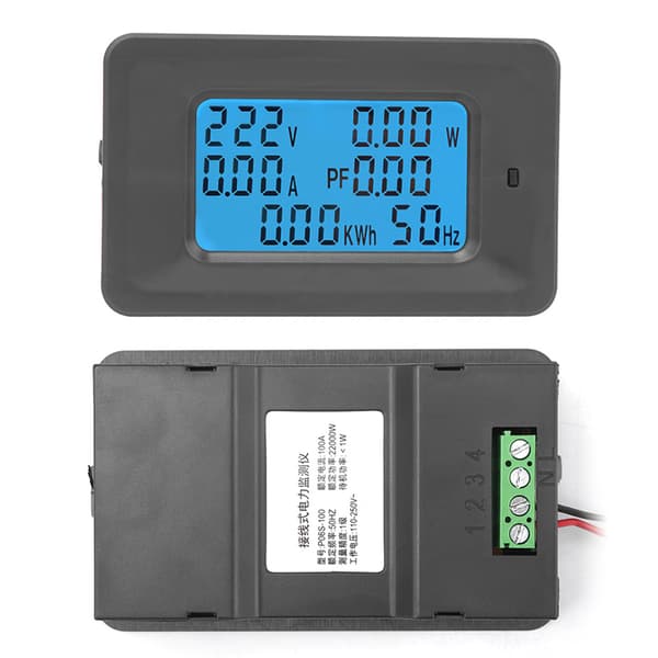 6 i 1 Digital LCD-mätare Spänning 110-250V Ström 100A Effektövervakningspanel med strömtransformator