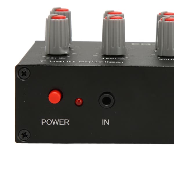 7-bånds grafisk equalizer RCA ind/ud, 12dB basforstærkning, 2-kanals stereo lydprocessor