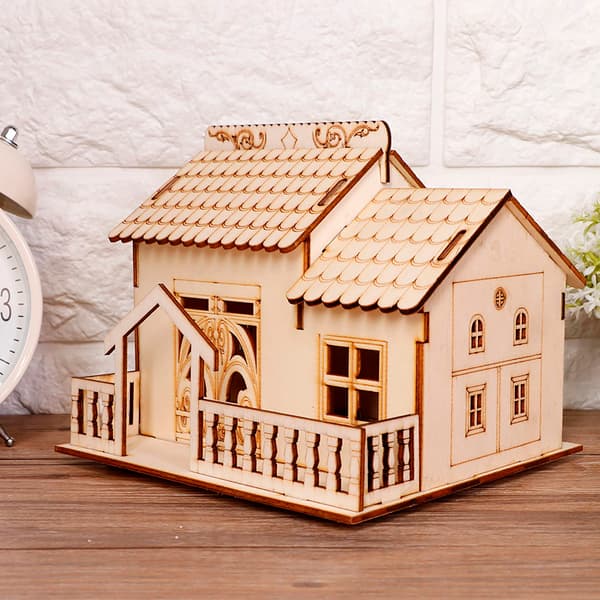 Miniatyrvilla Pengamynt Förvaringslåda Spargris Husmodell Heminredning (Triangulär grind)