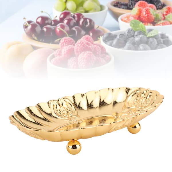 Oval Metall Serveringsbricka Liten Fruktskål Snackfat Buffé Bakverk Server S (15.2x8.8x3.1cm)