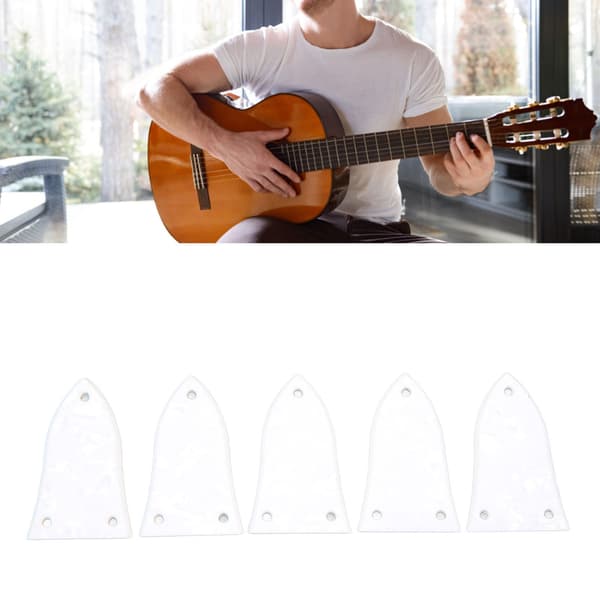 5-pack vit gitarrhalsstångsskyddssats 3-håls plast el- och basgitarrhalsstångsskyddsplåtsats