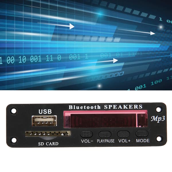 Bluetooth MP3-dekoderkort med USB, SD-kort, FM-radio, LED-display - Lydmodul