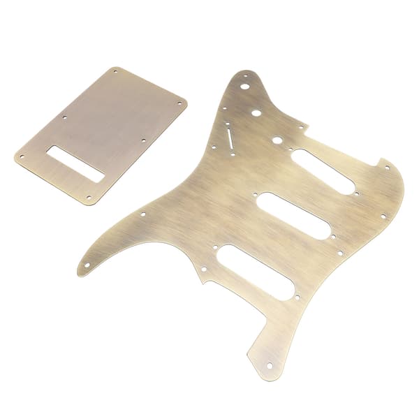 Bronsmetall Elgitarr Scratchplate & Bakplatta Set för 3 Single Coil Pickups, SSS-stil, 2-delat kit