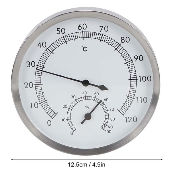 2-i-1 Rustfrit Stål Dampbad Sauna Rum Termometer Hygrometer Termo Hygrometer Indendørs