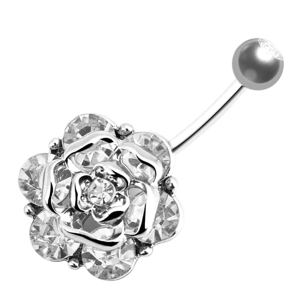 2 stk. Blomster Navlering Sæt Rustfrit Stål Navlepiercing Sølv Kropssmykker
