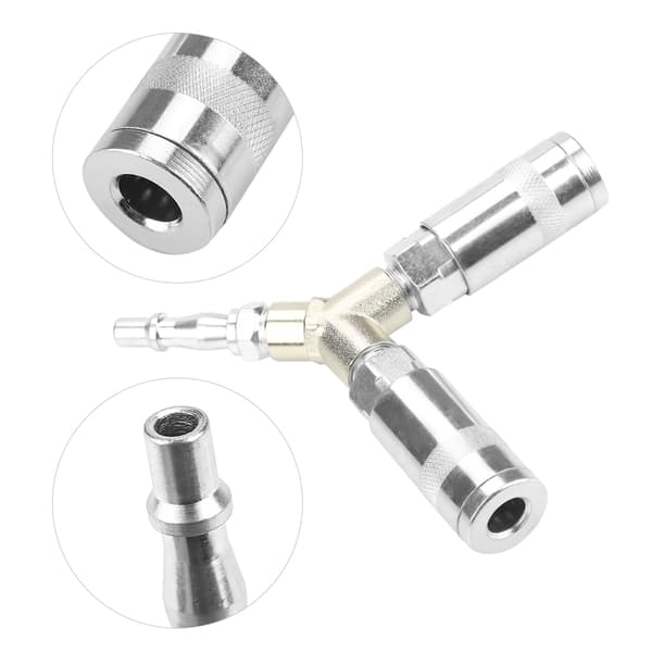 1/4\" BSP Y-stykke 3-vejs pneumatisk lynkobling luftpumpkompressorforbindelse galvaniseret jern