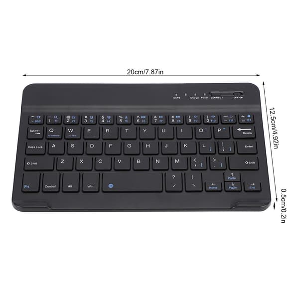 Slankt trådløst Bluetooth-tastatur til Android iOS Windows, sort, ultratyndt bærbart design