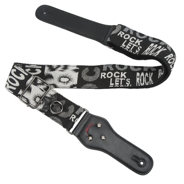Black Rock Gitarrrem i Bomull Linne 103-158x5cm för Gitarr Bas Elgitarr Helt Fixerad Lättvikt Ergo Enkel Passform +2 Plektrum